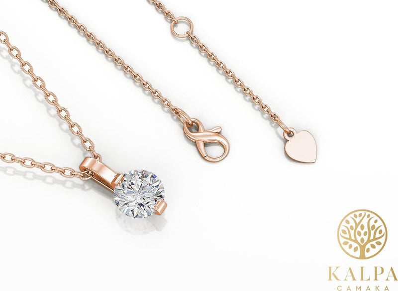 Yolora Dames Ketting met Hanger - Kalpa Camaka Kristal - Rosé kleurig - 18K Roségoud Verguld - Vrouwen Collier Rose Gold - Sieraden - Halsketting - Luxe Giftbox - Geschenkdoos - Cadeau doos - Exclusieve Geschenkverpakking - Mooie Cadeauverpakking