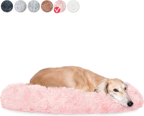 Snoozle Donut Hondenmand - Zacht en Luxe Hondenkussen - Wasbaar - Fluffy - Hondenmanden - 80cm - Roze