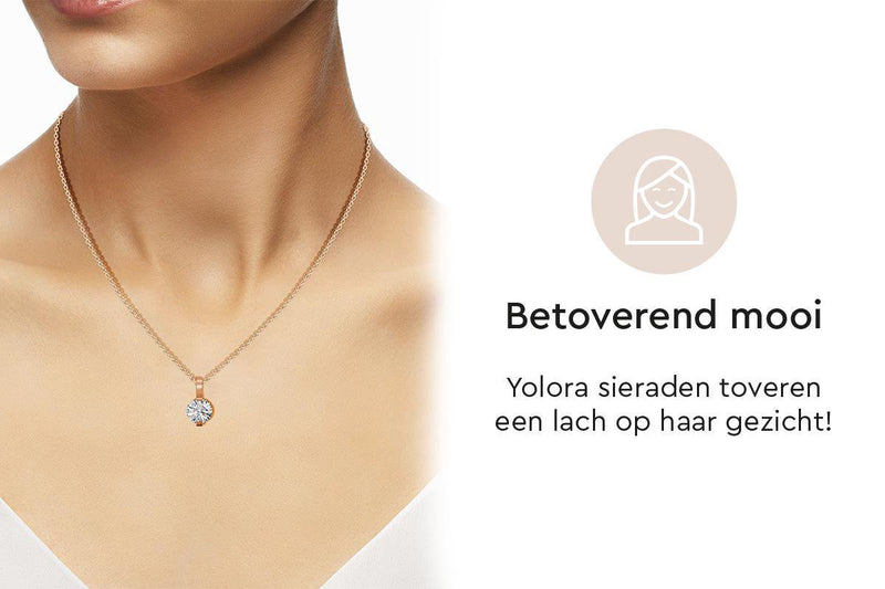 Yolora Dames Ketting met Hanger - Kalpa Camaka Kristal - Rosé kleurig - 18K Roségoud Verguld - Vrouwen Collier Rose Gold - Sieraden - Halsketting - Luxe Giftbox - Geschenkdoos - Cadeau doos - Exclusieve Geschenkverpakking - Mooie Cadeauverpakking