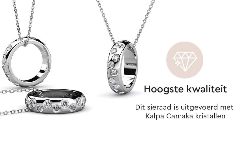 Yolora Dames Ketting met Hanger - Kalpa Camaka Kristallen - Zilverkleurig - 18K Witgoud Verguld - Vrouwen Collier Zilver - Sieraden - Halsketting - Luxe Giftbox - Geschenkdoos - Cadeau doos - Exclusieve Geschenkverpakking - Mooie Cadeauverpakking