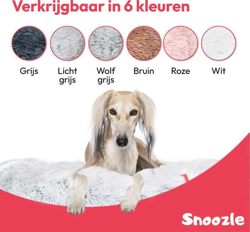 Snoozle Donut Hondenmand M - 60 cm - Fluffy Hondenmand Klein - Ronde Hondenmand Wolf Grijs - Superzacht Hondenbed voor kleine hond - Anti-Stress Hondenkussen