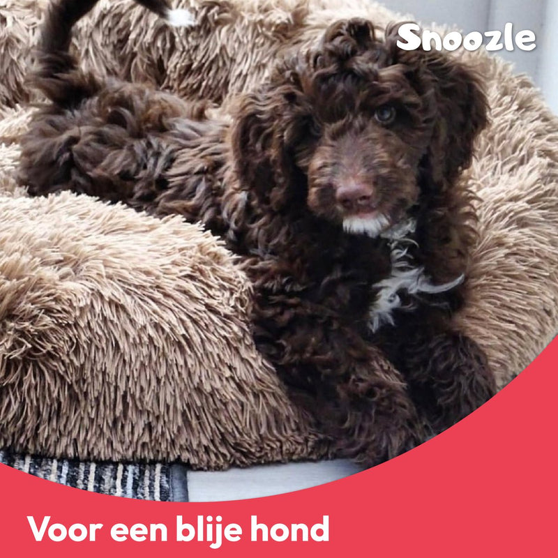 Snoozle Donut Hondenmand - Zacht en Luxe Hondenkussen - Wasbaar - Fluffy - Hondenmanden - 50cm - Grijs