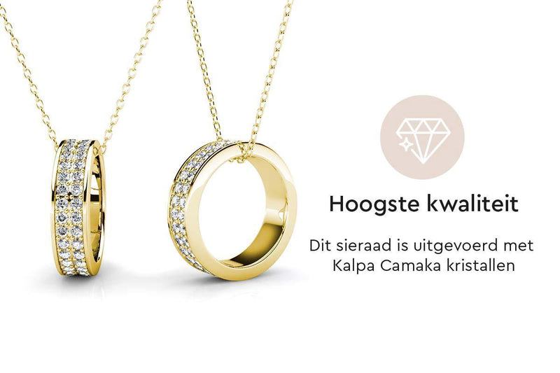 Yolora Dames Ketting met Hanger - Kalpa Camaka Kristallen - Goudkleurig - 18K Geelgoud Verguld - Vrouwen Collier Goud - Sieraden - Halsketting - Luxe Giftbox - Geschenkdoos - Cadeau doos - Exclusieve Geschenkverpakking - Mooie Cadeauverpakking