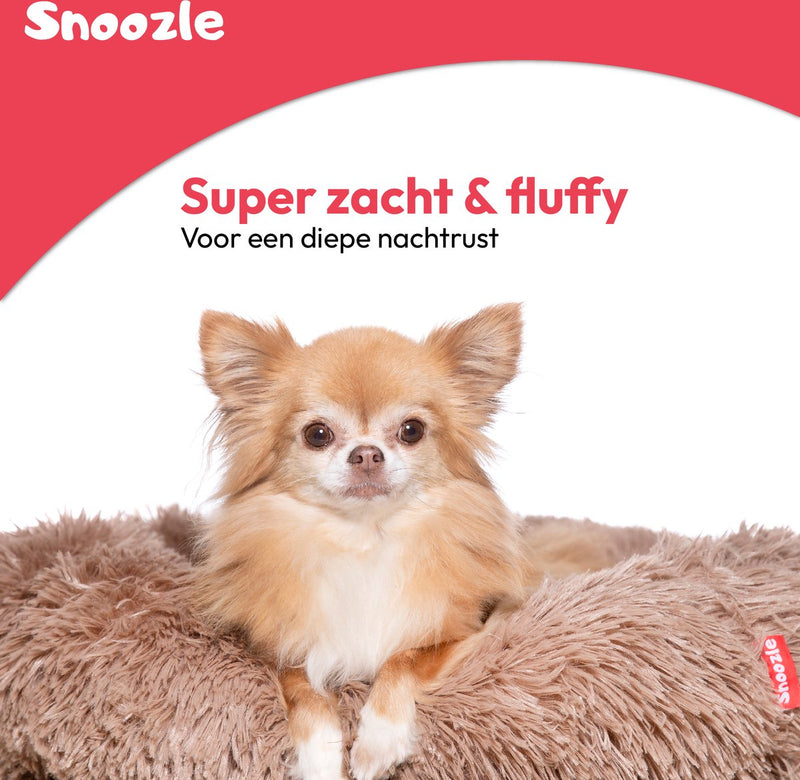 Snoozle Donut Hondenmand S - 50 cm - Fluffy Hondenmand Klein - Ronde Hondenmand Bruin - Superzacht Hondenbed voor kleine hond - Anti-Stress Hondenkussen - Dark Coffee