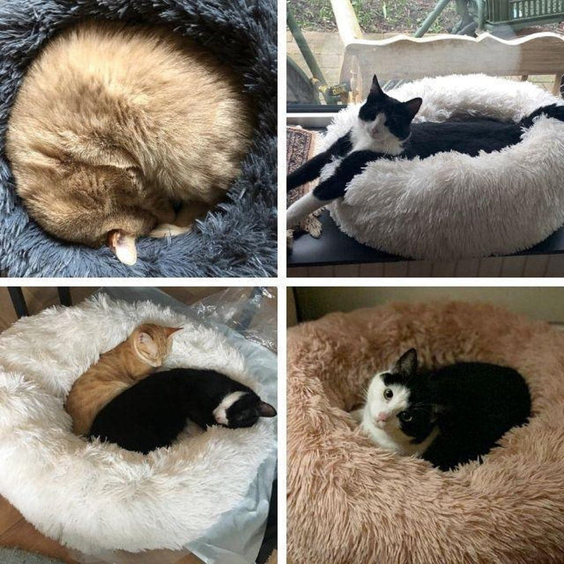 Snoozle Kattenmand - Zacht en Luxe Poezenmand - Kattenmandje rond - Wasbaar - 50cm - Grijs