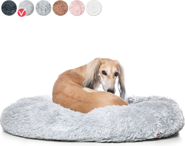 Snoozle Donut Hondenmand - Zacht en Luxe Hondenkussen - Wasbaar - Fluffy - Hondenmanden - 80cm - Lichtgrijs