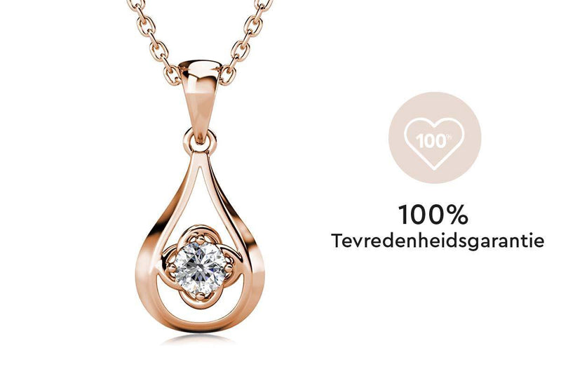 Yolora Dames Ketting met Hanger - Kalpa Camaka Kristal - Rosékleurig - 18K Roségoud Verguld - Vrouwen Collier Roségoud - Sieraden - Halsketting - Luxe Giftbox - Geschenkdoos - Cadeau doos - Exclusieve Geschenkverpakking - Mooie Cadeauverpakking