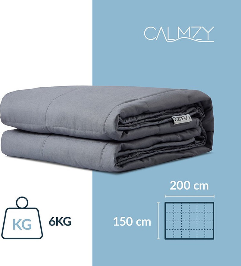 Calmzy Verzwaringsdeken Bundel 6 kg -  - Verzwaringsdeken &  Verzwaringsdeken Hoes - 150 x 200 cm - Grijs/Lichtgrijs