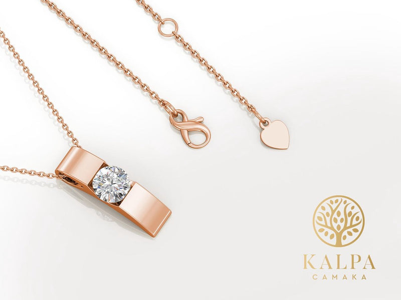 Yolora Dames Ketting met Hanger - Kalpa Camaka Kristal - Rosé kleurig - 18K Roségoud Verguld - Vrouwen Collier Rose Gold - Sieraden - Halsketting - Luxe Giftbox - Geschenkdoos - Cadeau doos - Exclusieve Geschenkverpakking - Mooie Cadeauverpakking