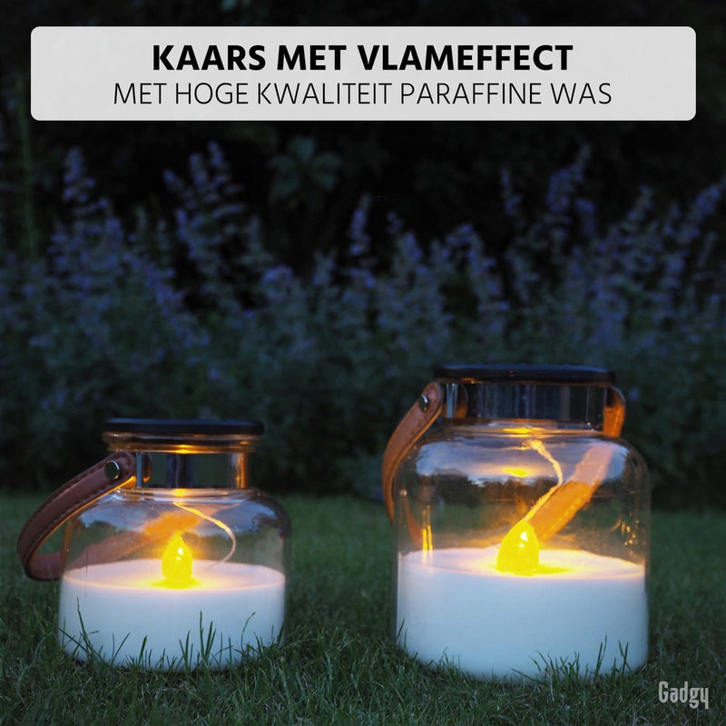 Gadgy Solar Candle Jars Lantaarn – Set van 2