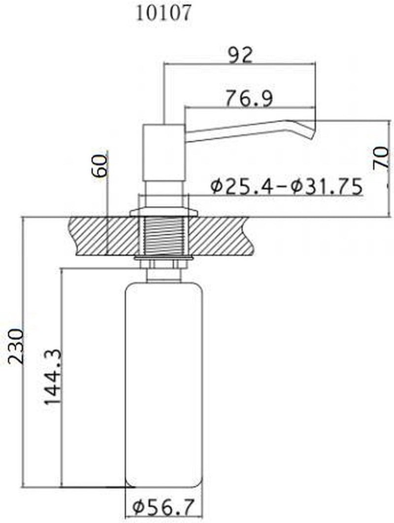 Mizzo Inbouw Zeepdispenser 300ML - Zeeppompje Zwart 360° draaibaar - 26-31mm gat in spoelbak of keukenblad - Gebogen Mond - Mat Zwart