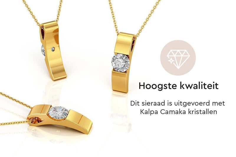 Yolora Dames Ketting met Hanger - Kalpa Camaka Kristal - Goudkleurig - 18K Geelgoud Verguld - Vrouwen Collier Goud - Sieraden - Halsketting - Luxe Giftbox - Geschenkdoos - Cadeau doos - Exclusieve Geschenkverpakking - Mooie Cadeauverpakking