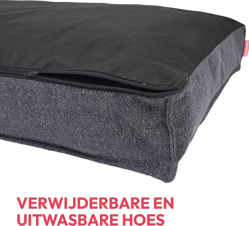 Snoozle Orthopedisch Hondenkussen XL - Zachte Orthopedische Hondenmand 100 x 70 cm - Wasbaar Ergonomisch Hondenkussen Groot - Hondenbed Dark Grey - Benchkussen Grijs