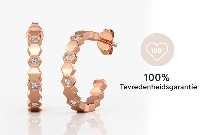 Yolora Dames Oorbellen met Kalpa Camaka Kristallen - Rosé kleurig - 18K Roségoud Verguld - Vrouwen Oorringen Rose Gold - Sieraden - Luxe Giftbox - Geschenkdoos - Cadeau doos - Exclusieve Geschenkverpakking - Mooie Cadeauverpakking