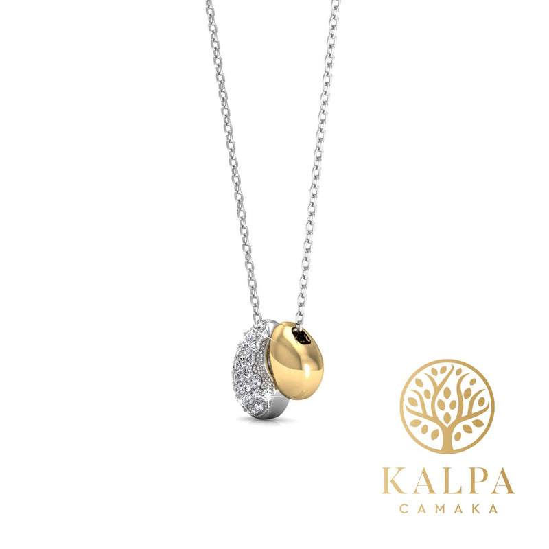 Yolora Dames Ketting met Hanger - Kalpa Camaka Kristallen - Zilver- en Goudkleurig - 18K Witgoud- en Geelgoud Verguld - Vrouwen Collier Zilver/Goud - Cadeau doos