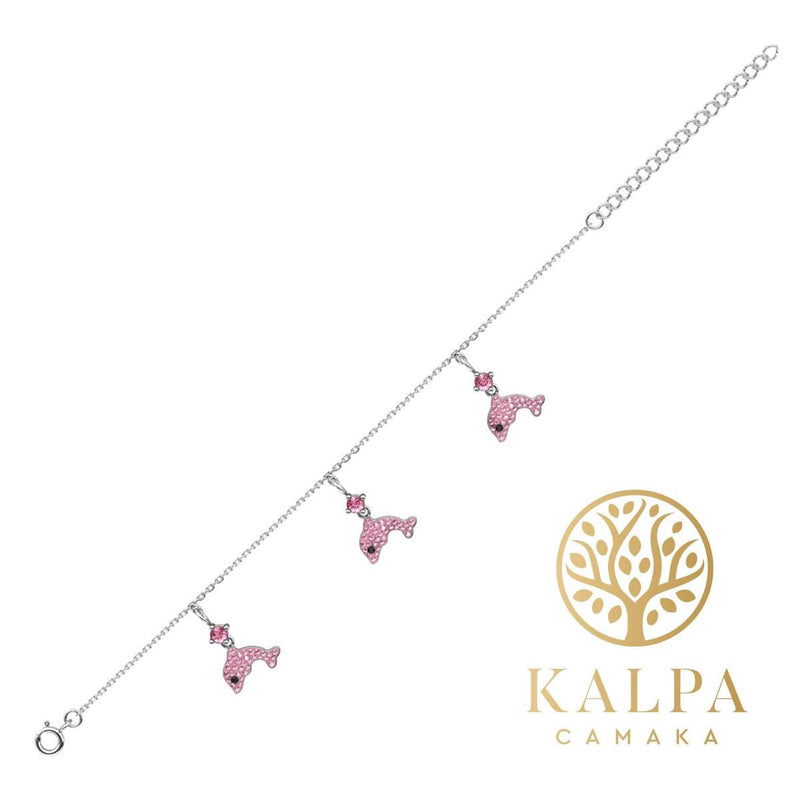 Yolora Kids Armband - Dolfijn Bedels - Kalpa Camaka Kristallen - Zilver/Roze - 18K Witgoud Verguld - Kind - Meisjes Bedelarmband Zilverkleurig - Sieraden Kinderen - Luxe Giftbox - Geschenkdoos - Cadeau doos - Geschenkverpakking - Cadeauverpakking