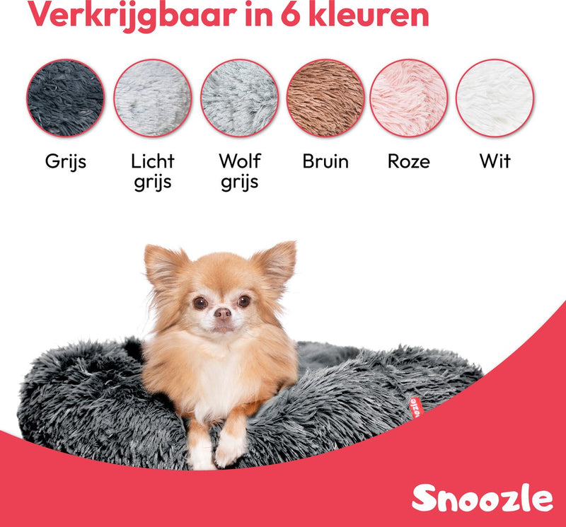 Snoozle Donut Hondenmand - Zacht en Luxe Hondenkussen - Wasbaar - Fluffy - Hondenmanden - 70cm - Grijs