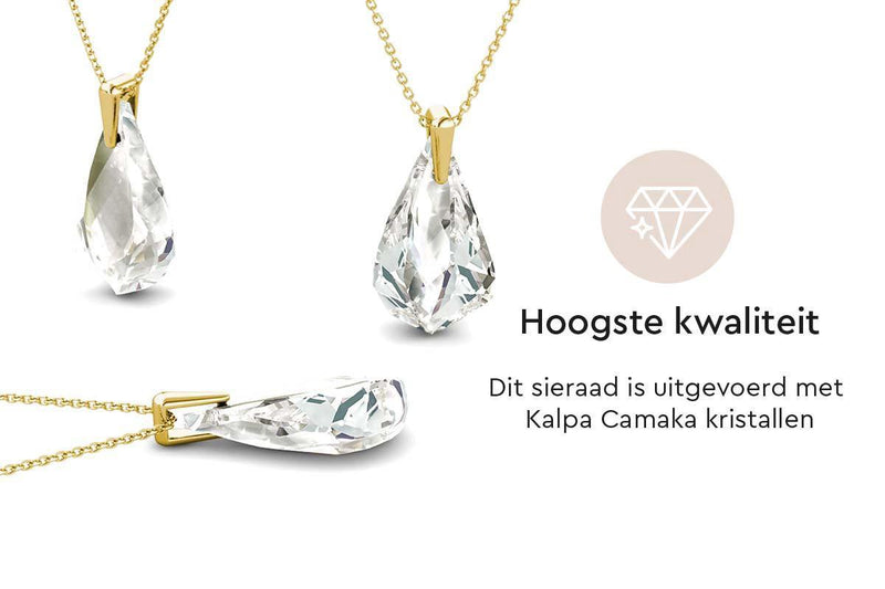 Yolora Dames Ketting met Kalpa Camaka Kristal Hanger - Goudkleurig - 18K Geelgoud Verguld - Vrouwen Collier Goud - Sieraden - Halsketting - Luxe Giftbox - Geschenkdoos - Cadeau doos - Exclusieve Geschenkverpakking - Mooie Cadeauverpakking