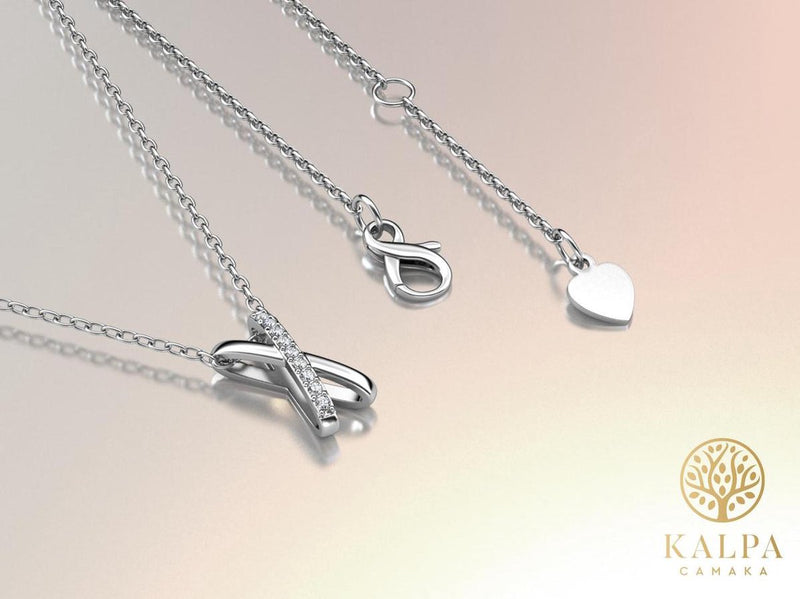 Yolora Dames Ketting met Hanger - Kalpa Camaka Kristallen - Zilverkleurig - 18K Witgoud Verguld - Vrouwen Collier Zilver - Mooie Cadeauverpakking