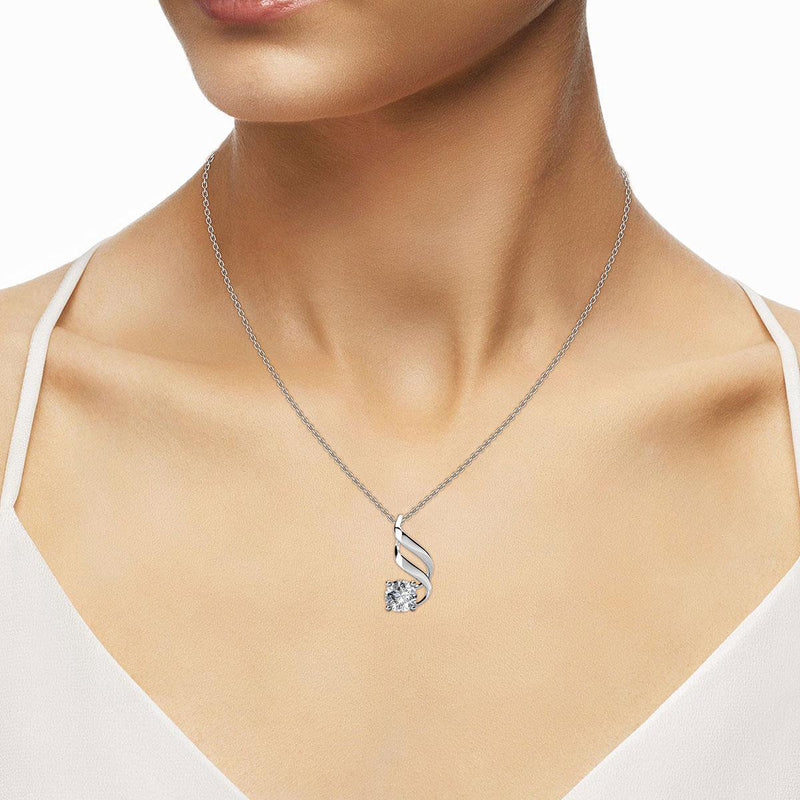 Yolora Ladies Necklace With Kalpa Camaka Crystal Pendant - Silver Colorful - 18k White Gold Gilt - Gift Packing