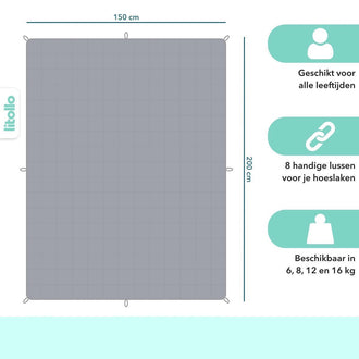 Litollo -Welldecke 10 kg mit Außenabdeckungssternmuster - Grau - 150x200 cm