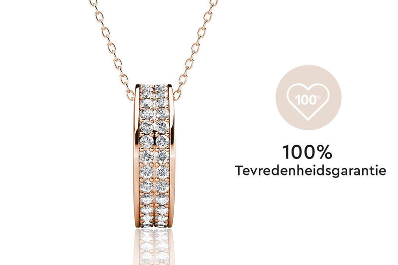 Yolora Dames Ketting met Hanger - Kalpa Camaka Kristallen - Rosé kleurig - 18K Roségoud Verguld - Vrouwen Collier Rose Gold - Sieraden - Halsketting - Luxe Giftbox - Geschenkdoos - Cadeau doos - Exclusieve Geschenkverpakking - Mooie Cadeauverpakking