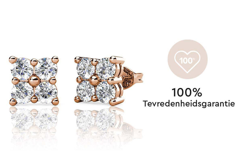 Yolora Dames Oorbellen - Kalpa Camaka Kristallen - Rosé kleurig - 18K Roségoud Verguld - Vrouwen Oorknoppen Rose Gold - Oorknopjes - Sieraden - Luxe Giftbox - Geschenkdoos - Cadeau doos - Exclusieve Geschenkverpakking - Mooie Cadeauverpakking