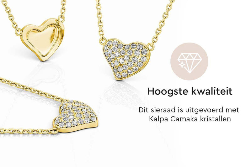 Yolora Dames Ketting met Hanger Hartje - Kalpa Camaka Kristallen - Goudkleurig - 18K Geelgoud Verguld - Vrouwen Collier Goud - Sieraden - Luxe Giftbox - Geschenkdoos - Cadeau doos - Exclusieve Geschenkverpakking - Mooie Cadeauverpakking