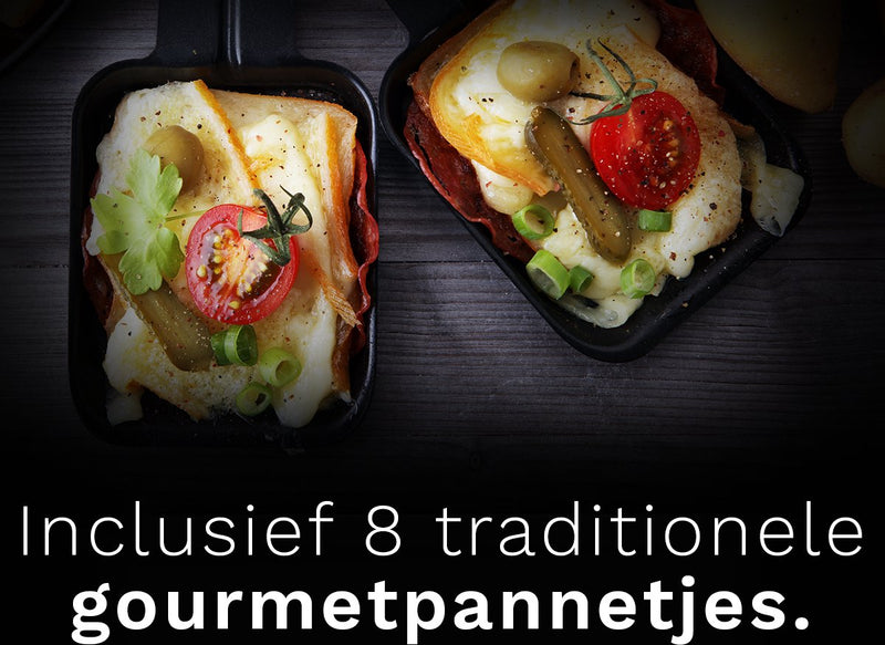 StangVollby ANDRA Gourmet Set voor 8 Personen - Gourmetstel - Elektrische Reversible Grill- en Bakplaat - Raclette Gourmetset - Grillen - Bakken - Anti-aanbaklaag - Zwart - Kunststof - Kerst Tafelen - Gourmetstellen - Gourmet pannetjes - 1500W