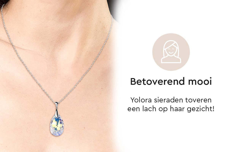 Yolora Dames Ketting met Hanger - Kalpa Camaka Kristal - Zilverkleurig - 18K Witgoud Verguld