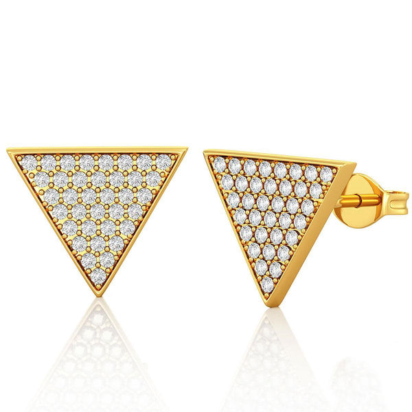 Yolora Ladies Earbells Triangle - Kalpa Camaka Crystals - Gold -colored - 18k Yellow Gold Gilt - Women ear buttons Gold - Ear buttons - Jewelry - Luxury Giftbox - Gift box - Gift Box - Exclusive Gift Packing - Beautiful Gift Package