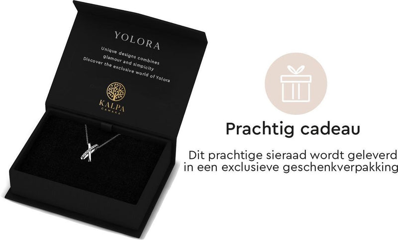 Yolora Dames Ketting met Hanger - Kalpa Camaka Kristallen - Zilverkleurig - 18K Witgoud Verguld - Vrouwen Collier Zilver - Mooie Cadeauverpakking