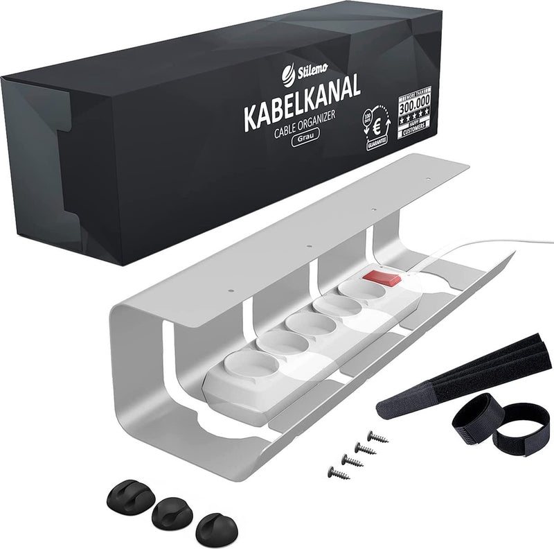 Stilemo Kabelgoot Bureau - Kabelhouder 43 CM - Kabel Organizer 5 KG Draagkracht - Grijs