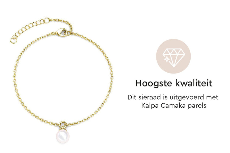 Yolora Dames Armband met Bedel - Kalpa Camaka Parel - Goudkleurig - 18K Geelgoud Verguld