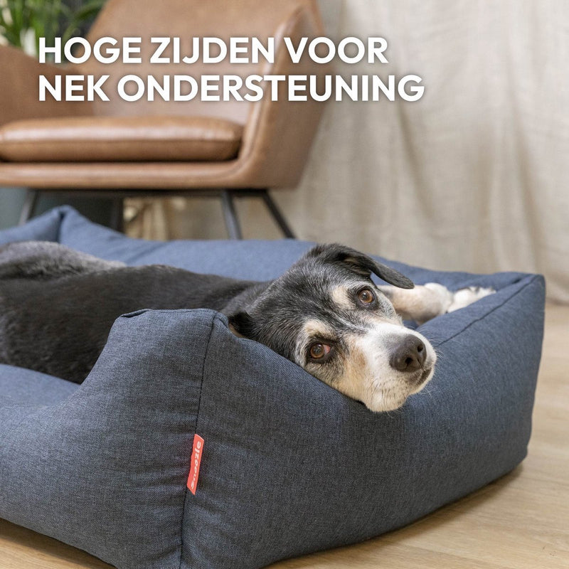 Snoozle Hondenmand L - Zacht Klein Hondenkussen Vierkant - 80 x 60 cm - Grijs Hondenbed Middel Kleine Honden - Wasbaar