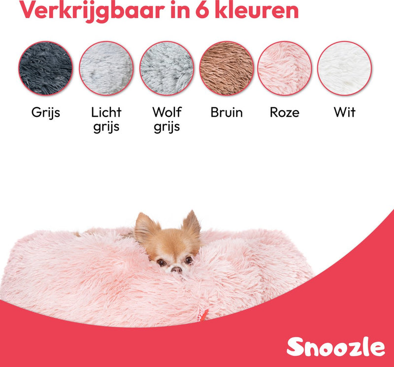 Snoozle Donut Hondenmand M - 60 cm - Fluffy Hondenmand Klein - Ronde Hondenmand Roze - Superzacht Hondenbed voor kleine hond - Anti-Stress Hondenkussen