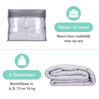 Luna -Weaking Decke - Lüftungsbambusmaterial - Gewichtte Decke - Grau - 150 x 200 cm - 16 kg