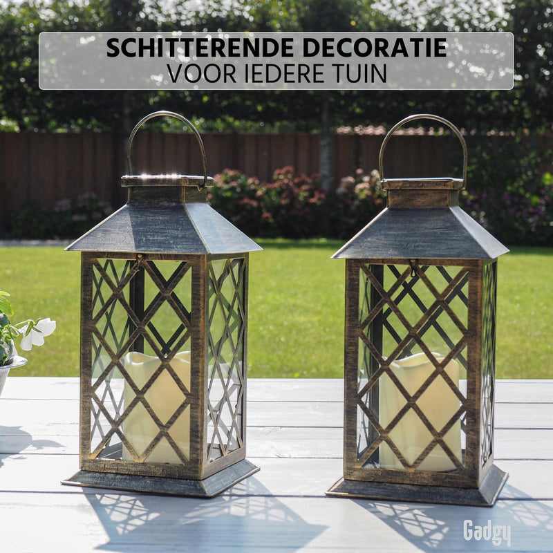 Gadgy Solar Lantern with LED Candle - 2 pieces