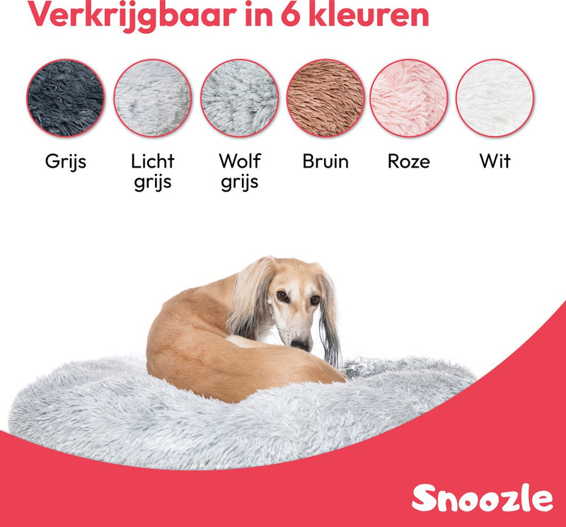 Snoozle Donut Hondenmand - Zacht en Luxe Hondenkussen - Wasbaar - Fluffy - Hondenmanden - 60cm - Lichtgrijs