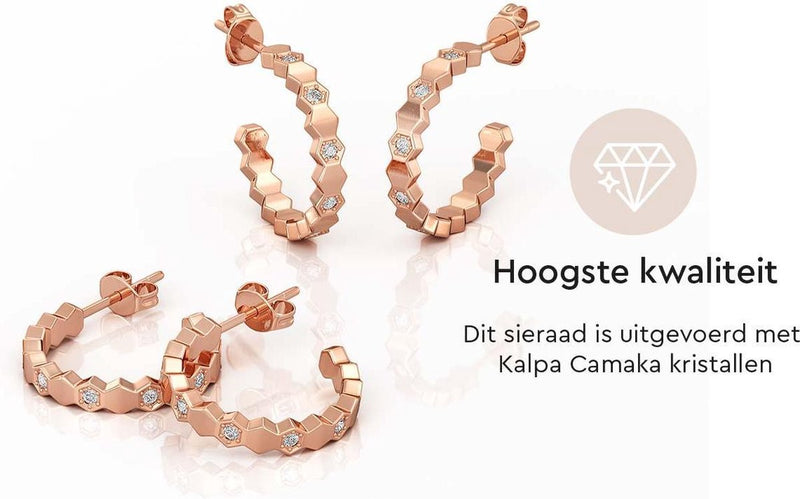 Yolora Dames Oorbellen met Kalpa Camaka Kristallen - Rosé kleurig - 18K Roségoud Verguld - Vrouwen Oorringen Rose Gold - Sieraden - Luxe Giftbox - Geschenkdoos - Cadeau doos - Exclusieve Geschenkverpakking - Mooie Cadeauverpakking