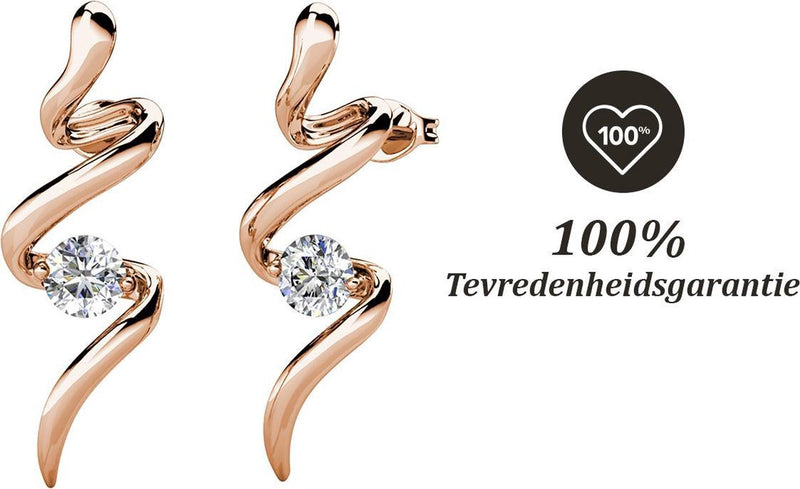 Yolora Dames Oorbellen - Kalpa Camaka Kristallen - Rosé kleurig - 18K Roségoud Verguld - Vrouwen Oorhangers Rose Gold - Sieraden - Luxe Giftbox - Geschenkdoos - Cadeau doos - Exclusieve Geschenkverpakking - Mooie Cadeauverpakking