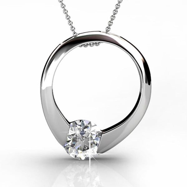 Yolora Dames Ketting met Kalpa Camaka Kristallen - Zilverkleurig - 18K Witgoud Verguld - Vrouwen Collier Zilver - Sieraden - Halsketting  - Exclusieve Geschenkverpakking