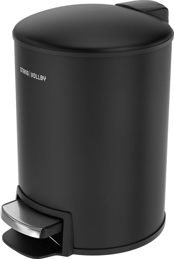 StangVollby Docksta Pedaalemmer - 12 Liter - RVS - Zwart - Prullenbak - Toilet - Badkamer - Kantoor - Klein - Soft Close Deksel - Chique Design - Zwarte Pedaal Prullenbak - Afvalzak Inkeping