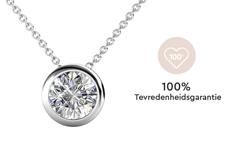 Yolora Dames Ketting met Hanger - Kalpa Camaka Kristal - Zilverkleurig - 18K Witgoud Verguld - Vrouwen Collier Zilver - Sieraden - Halsketting - Luxe Giftbox - Geschenkdoos - Cadeau doos - Exclusieve Geschenkverpakking - Mooie Cadeauverpakking