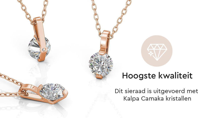 Yolora Dames Ketting met Hanger - Kalpa Camaka Kristal - Rosé kleurig - 18K Roségoud Verguld - Vrouwen Collier Rose Gold - Sieraden - Halsketting - Luxe Giftbox - Geschenkdoos - Cadeau doos - Exclusieve Geschenkverpakking - Mooie Cadeauverpakking