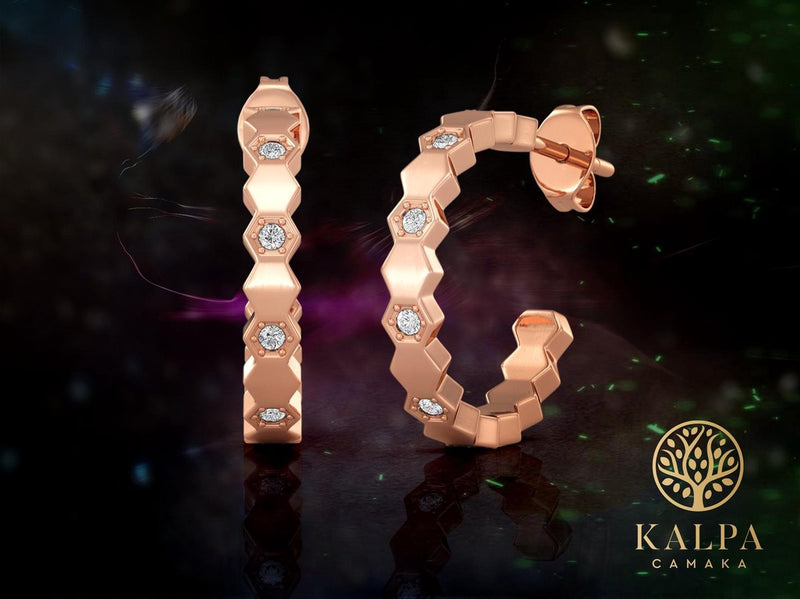 Yolora Dames Oorbellen met Kalpa Camaka Kristallen - Rosé kleurig - 18K Roségoud Verguld - Vrouwen Oorringen Rose Gold - Sieraden - Luxe Giftbox - Geschenkdoos - Cadeau doos - Exclusieve Geschenkverpakking - Mooie Cadeauverpakking