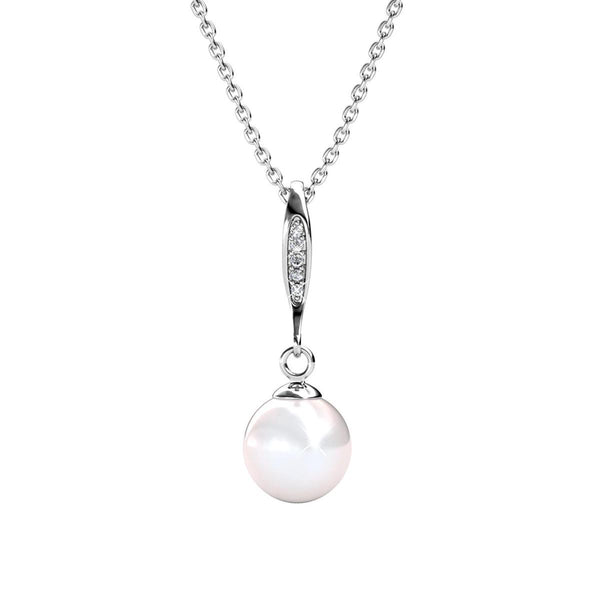 Yolora Ladies Necklace With Kalpa Camaka Pearl and Crystal Pendant - Silver Colorful - 18k White Gold Gilt - Gift Packing