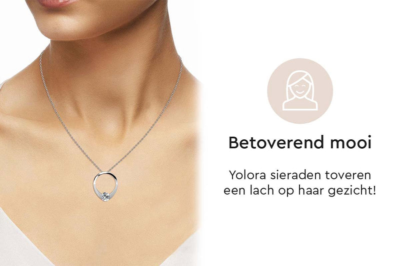 Yolora Dames Ketting met Kalpa Camaka Kristallen - Zilverkleurig - 18K Witgoud Verguld - Vrouwen Collier Zilver - Sieraden - Halsketting  - Exclusieve Geschenkverpakking