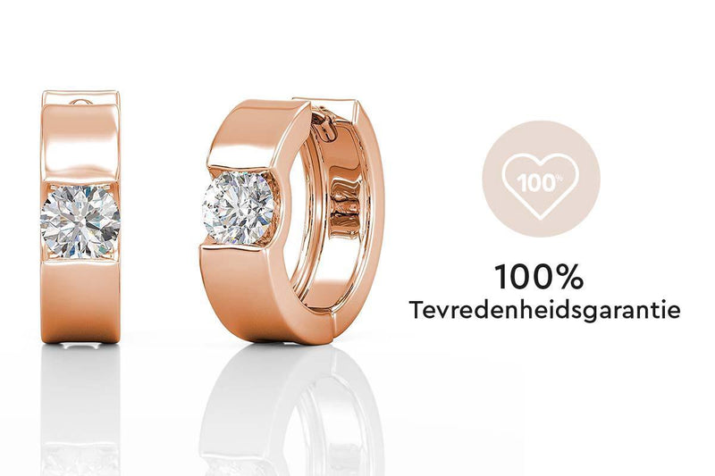 Yolora Dames Oorbellen met Kalpa Camaka Kristallen - Rosé kleurig - 18K Roségoud Verguld - Vrouwen Oorringen Rose Gold - Sieraden - Geschenkdoos - Luxe Giftbox - Cadeau doos - Mooie Cadeauverpakking - Exclusieve Geschenkverpakking