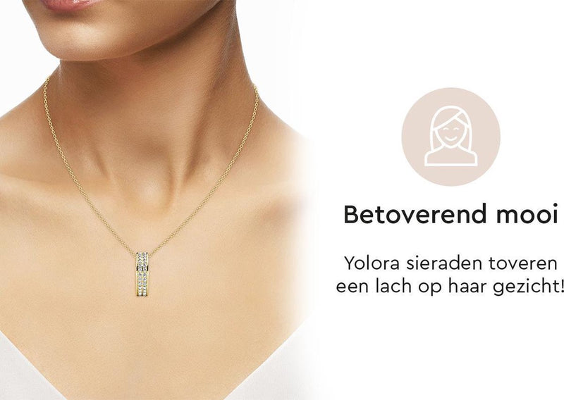 Yolora Dames Ketting met Hanger - Kalpa Camaka Kristallen - Goudkleurig - 18K Geelgoud Verguld - Vrouwen Collier Goud - Sieraden - Halsketting - Luxe Giftbox - Geschenkdoos - Cadeau doos - Exclusieve Geschenkverpakking - Mooie Cadeauverpakking